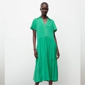 Zara Vibrant Green Midi Dress S